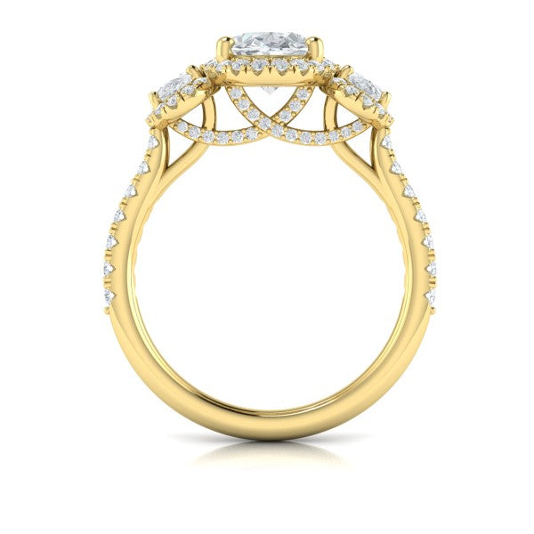 Triple Halo Oval Engagement Ring