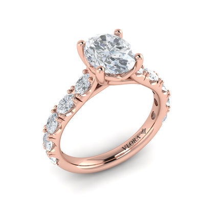Diamond Accented Oval Engagement Ring