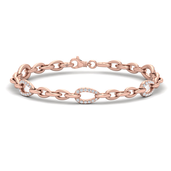 Diamond Open Tear Drop Link Bracelet