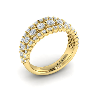 Diamond Three Row Ring