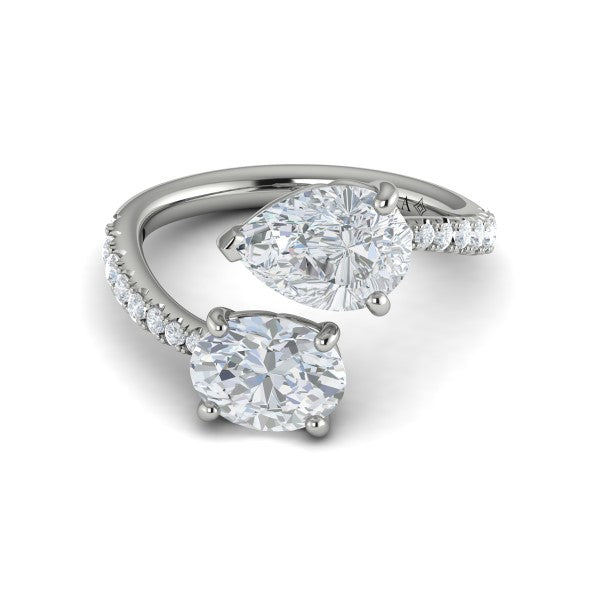 Kissing Oval and Pear Two Stone Engagement Ring