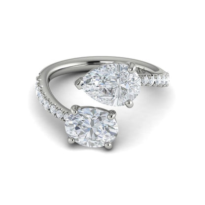 Kissing Oval and Pear Two Stone Engagement Ring