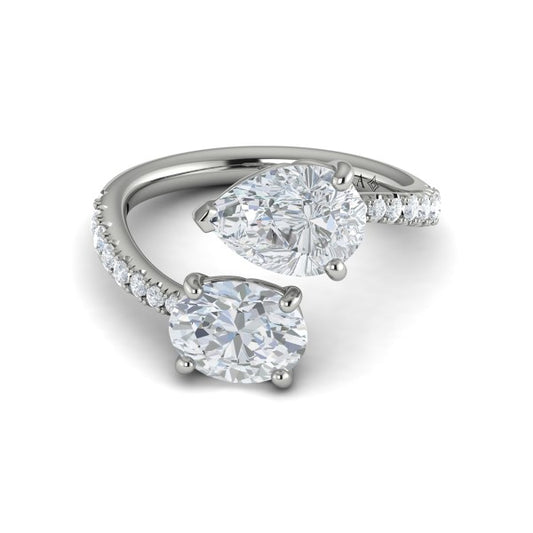 Two Stone Engagement Ring in Platinum by Vlora Bridal