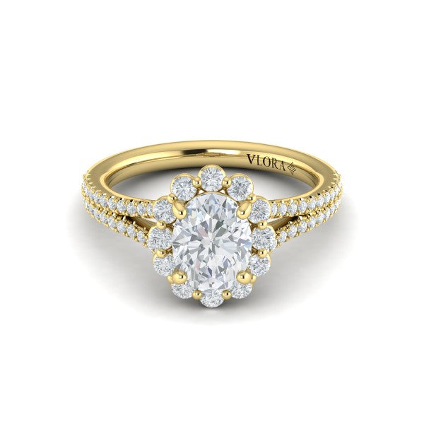 Corsage Halo Oval Engagement Ring