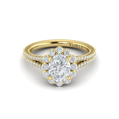 Corsage Halo Oval Engagement Ring