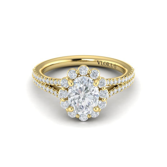 Corsage Halo Oval Engagement Ring