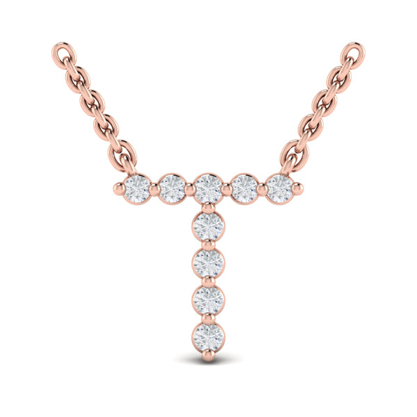 Diamond Alphabet Pendant Necklace, T