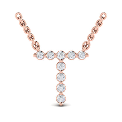 Diamond Alphabet Pendant Necklace, T