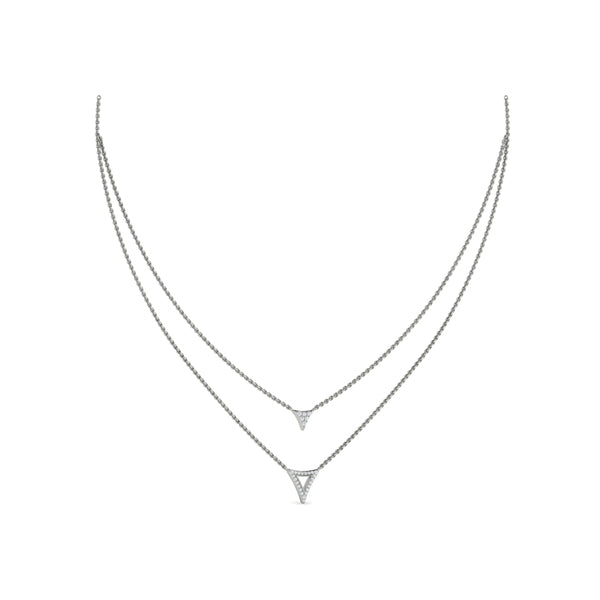 Diamond Open Trinity Two Row Necklace