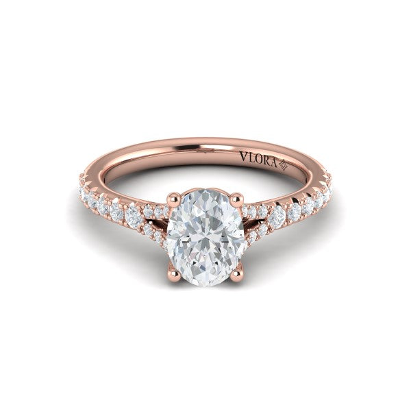 Splendid Cathedral Split Shank Oval Engagement Ring