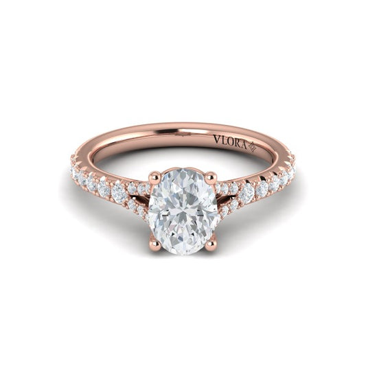 Splendid Cathedral Split Shank Oval Engagement Ring