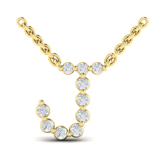Diamond Alphabet Pendant Necklace, J