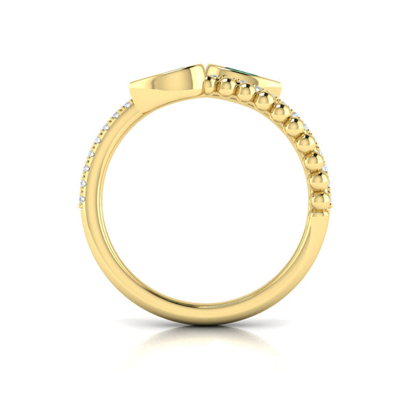 Bezel Set Pear shaped Emerald and Diamond Wrap Ring