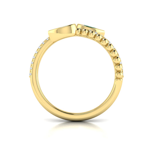 Bezel Set Pear shaped Emerald and Diamond Wrap Ring