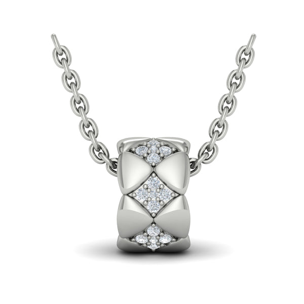 Diamond Cluster Barrel Pendant Necklace