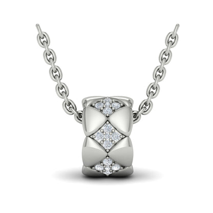 Diamond Cluster Barrel Pendant Necklace