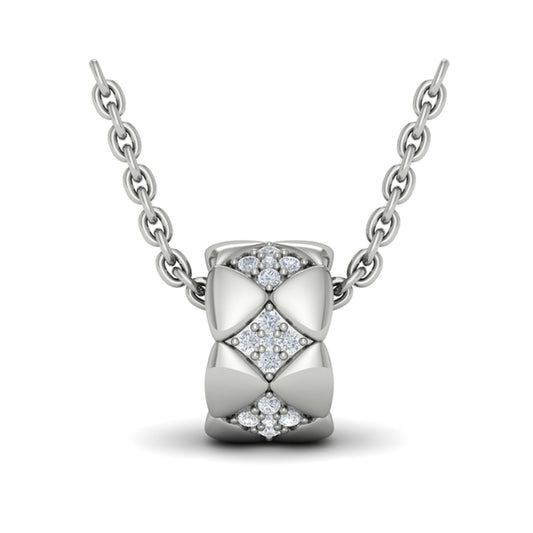 Diamond Cluster Barrel Pendant Necklace
