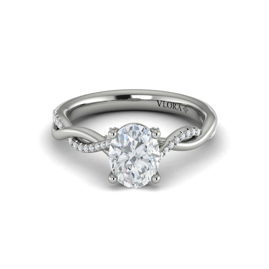 Oval Classic Engagement Ring in Platinum by Vlora Bridal