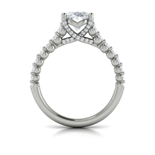 Oval Diamond Engagement Ring with Double Row Diamond Band