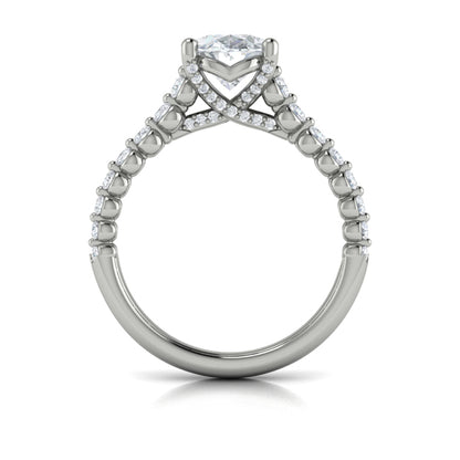 Oval Diamond Engagement Ring with Double Row Diamond Band