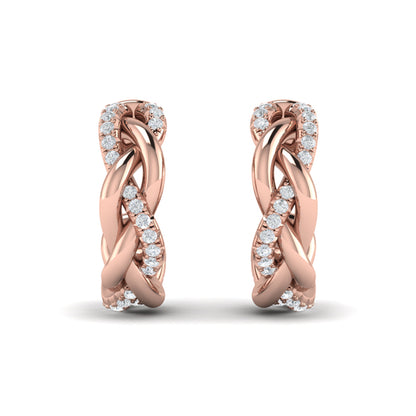 Alternating Diamond Twist Huggie Hoop Earrings