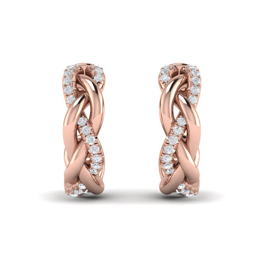 Alternating Diamond Twist Huggie Hoop Earrings