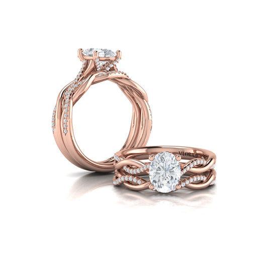 Matching Bands Wedding Band in 14K Rose Gold by Vlora Bridal