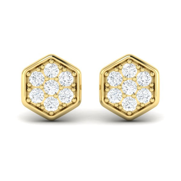 Diamond Cluster Honeycomb Stud Earrings