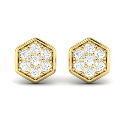 Diamond Cluster Honeycomb Stud Earrings