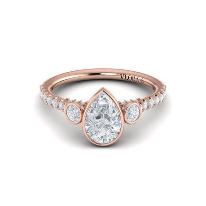 Trio Pear Bezel Engagement Ring