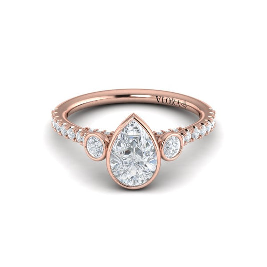 Trio Pear Bezel Engagement Ring