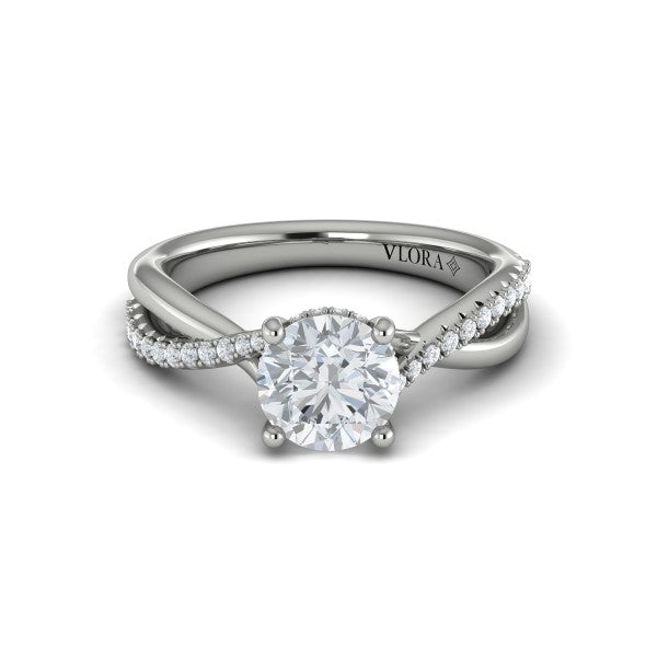 Round Classic Engagement Ring in Platinum by Vlora Bridal