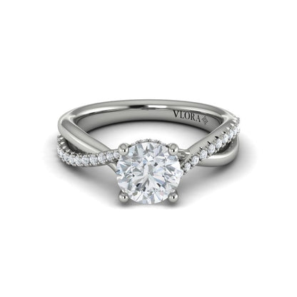 Round Classic Engagement Ring in Platinum by Vlora Bridal