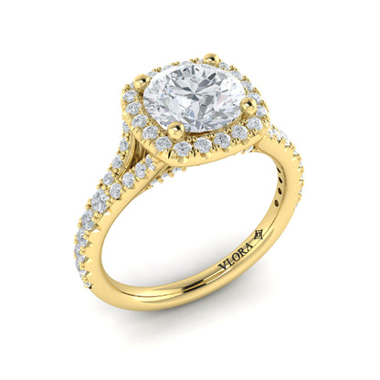 Euro Halo Round Engagement Ring