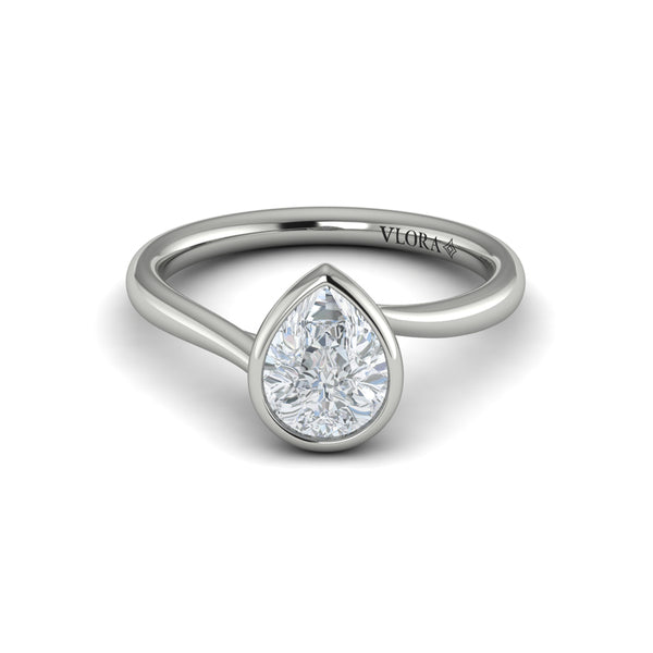 Pear Straight Row Engagement Ring in Platinum by Vlora Bridal