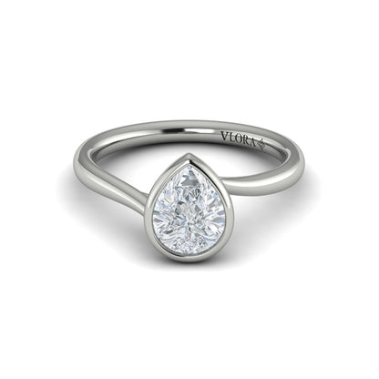 Pear Straight Row Engagement Ring in Platinum by Vlora Bridal