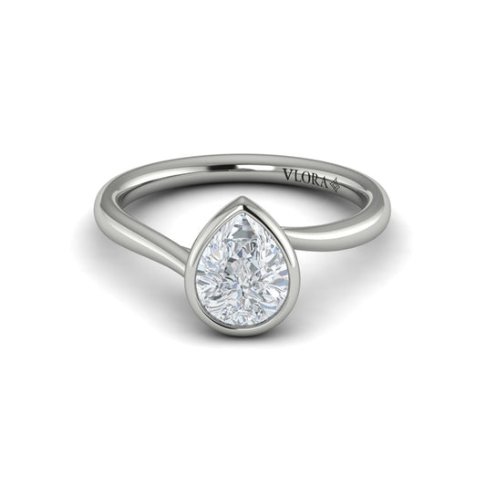 Pear Straight Row Engagement Ring in Platinum by Vlora Bridal