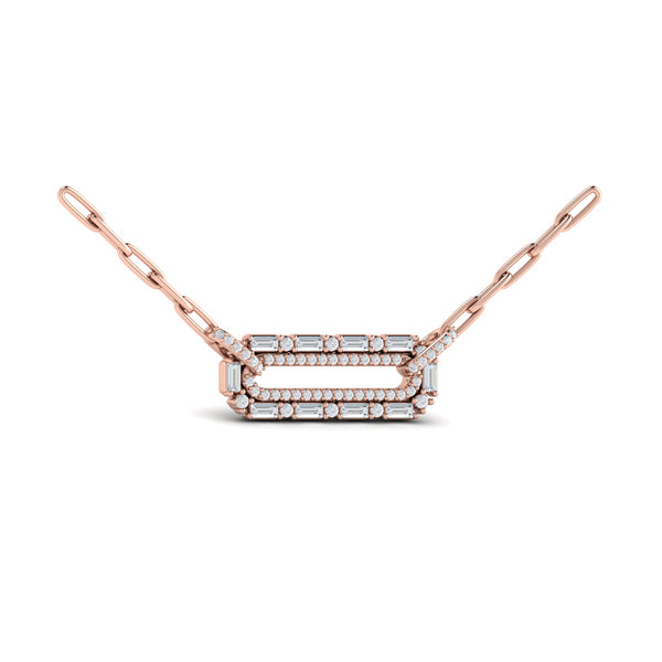 Diamond Baguette Double Row Link Necklace