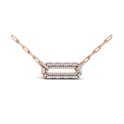 Diamond Baguette Double Row Link Necklace