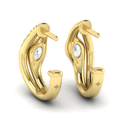 Bezel‑set Oval Diamond and Pavé Diamond Wrap Hoops