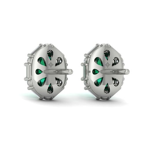 Oval Emerald and Diamond Baguette Earrings