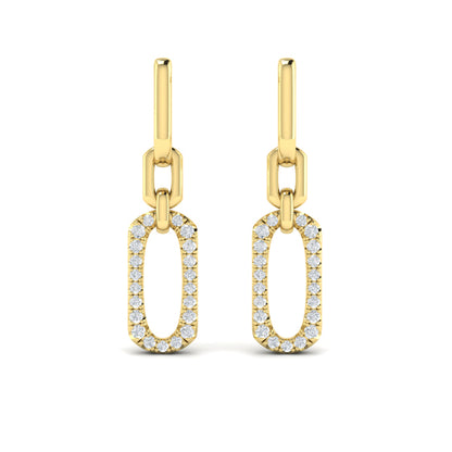 Diamond North South Open Oval Pendant Link Earrings