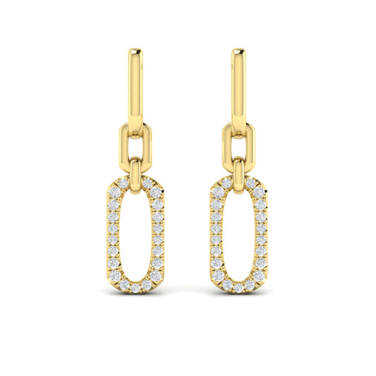 Diamond North South Open Oval Pendant Link Earrings
