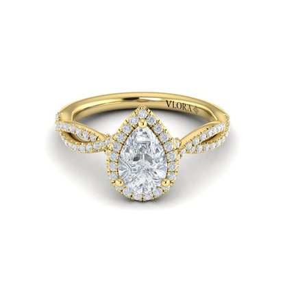 Entwined Pear Halo Engagement Ring