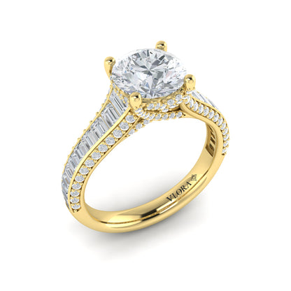 Dramatic Cathedral Hidden Halo Engagement Ring