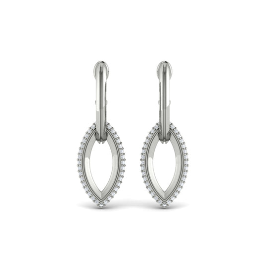 Open Navette Silhouette wtih Diamonds Earrings