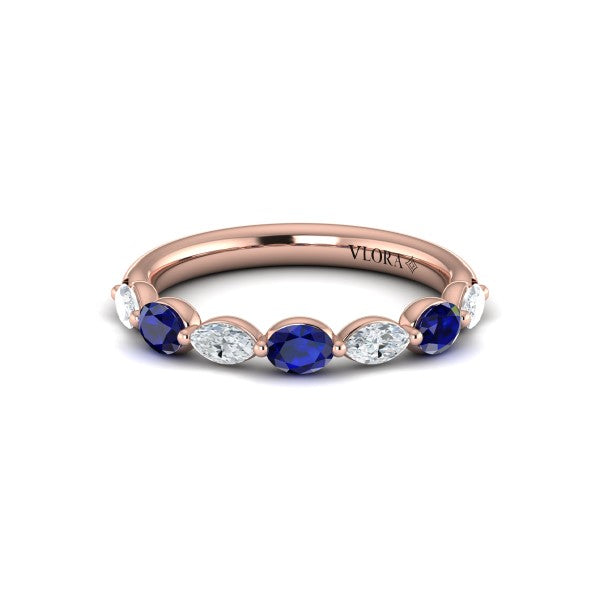 Sapphire and Diamond Stackable Band