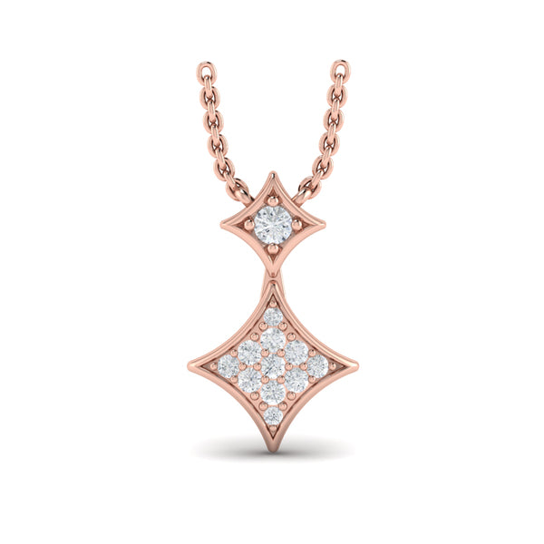 Diamond Cluster Double Vlora Star Pendant Necklace