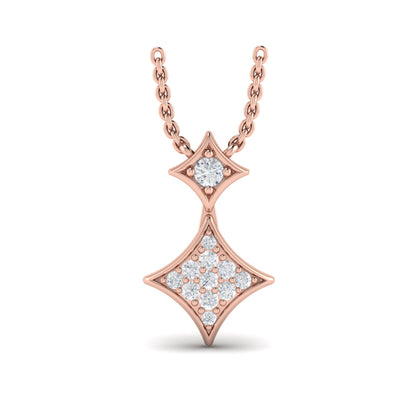 Diamond Cluster Double Vlora Star Pendant Necklace
