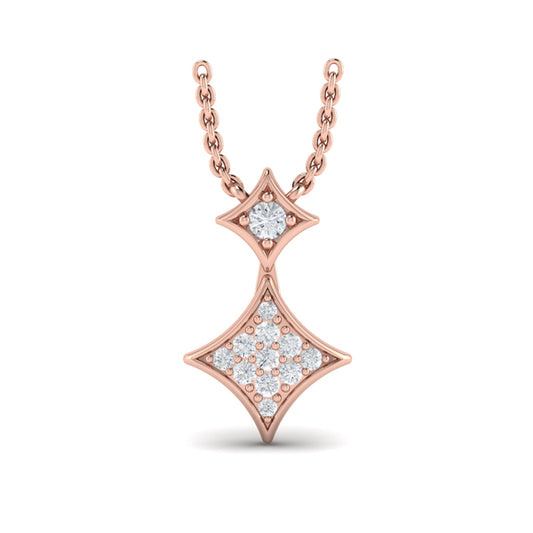 Diamond Cluster Double Vlora Star Pendant Necklace
